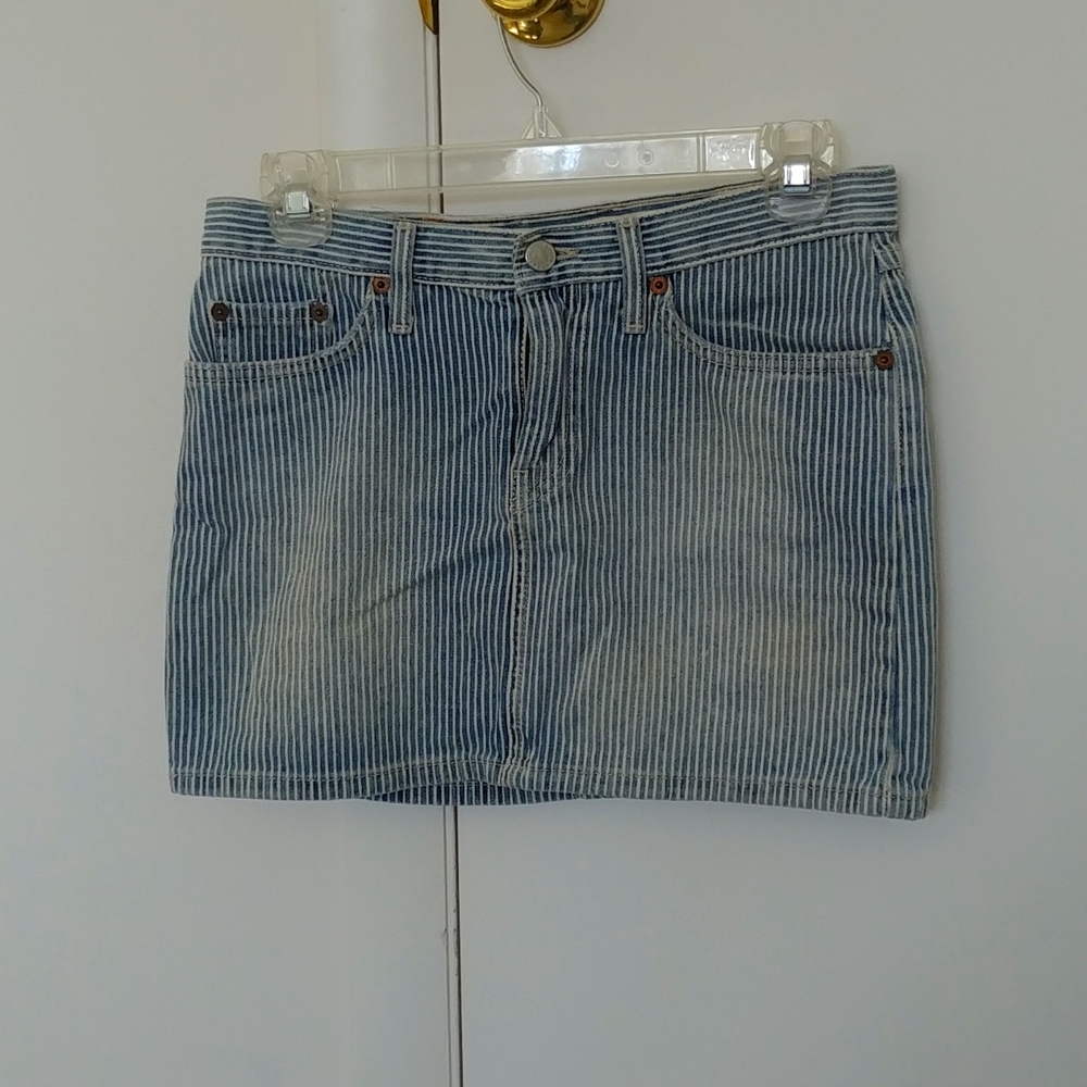 Striped lucky brand denim mini skirt